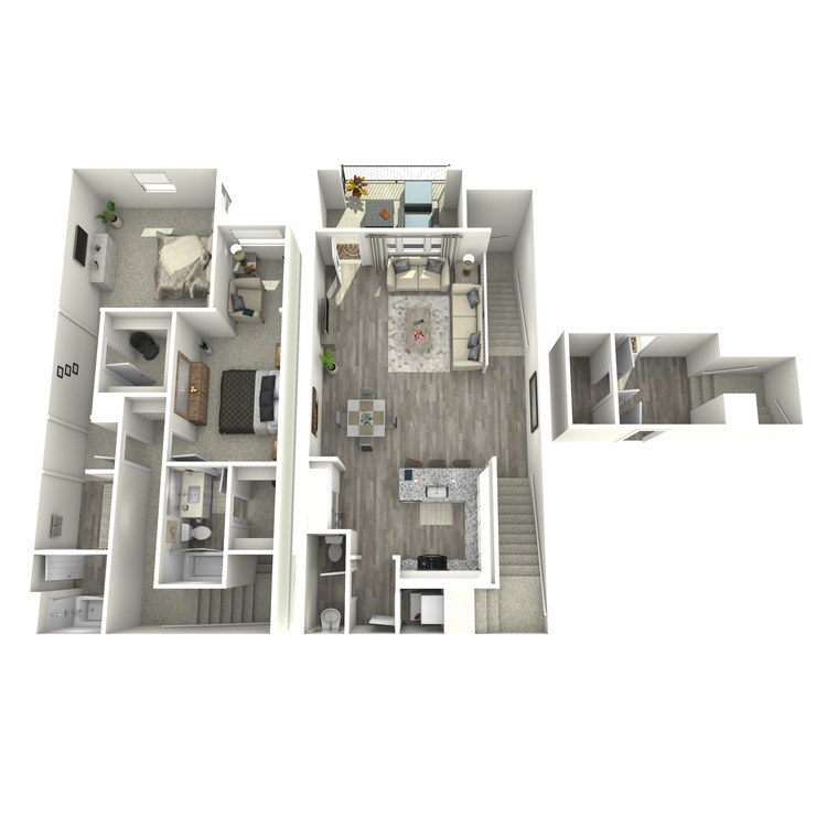 Floor plan for 2 beds, 2.5 baths, 1562 sqft
